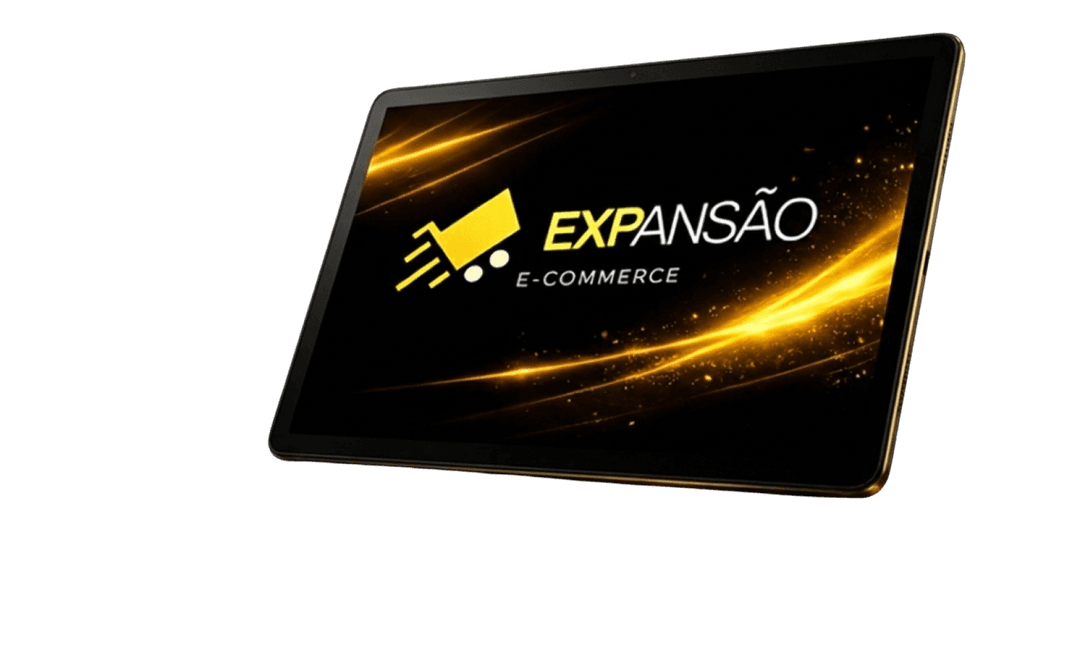 Tablet exibindo a plataforma EXPANSÃO E-COM